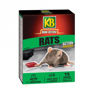 Raticide KB Home Defense - pâtes prêtes à l'emploi - 15 x 10g