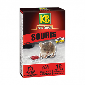 Souricide KB Home Defense - pâtes prêtes à l'emploi - sachets 12 x 10g 