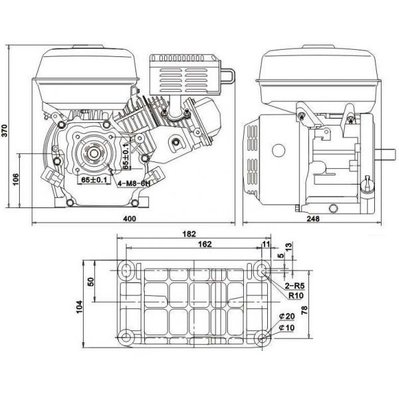 Moteur thermique 4 temps OHV 6.5 CV avec adaptateur pour accélérateur déporté - MEP500-10000 - 3700737200588