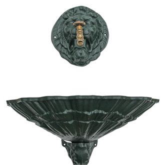 Fontaine coquille au lion vert 6009 avec robinet colvert DOMMARTIN H. 54cm x L. 38cm