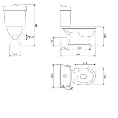 Toilette WC rétro ABERY en céramique - RETRO-KR-13-1/2 / RETRO-KR-13-2/2 - 5906365574574