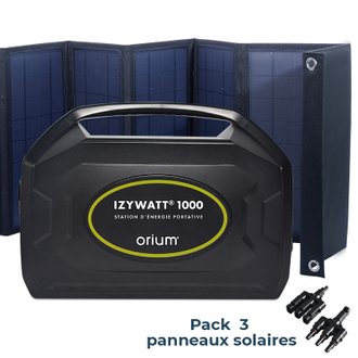 Pack station d'énergie IZYWATT 1000+ 3 panneaux solaires 60W