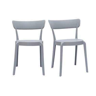 Chaises plastique gris empilables intérieur/extérieur (lot de 2) RIOS - 50913 - 3662275125955