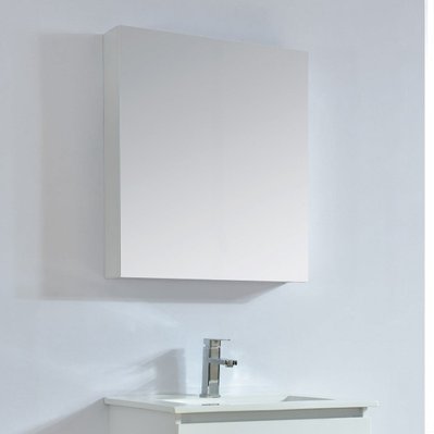 Armoire de toilette bloc-miroir 1 porte 60 cm LIMPIO finition mélaminé blanc - LIM-600-MIR-WHI-1-PORTE-treco - 3760282665928