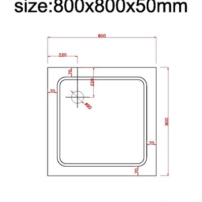 Receveur de douche carré surbaissé en Abs avec bonde inclus H. 5 cm – 80 x 80 - GIOPDQ80 - 8050513830955