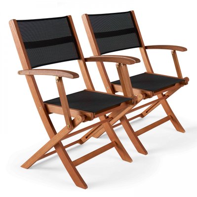 Lot de 2 fauteuils pliants en bois noir - 103008 - 3663095009036