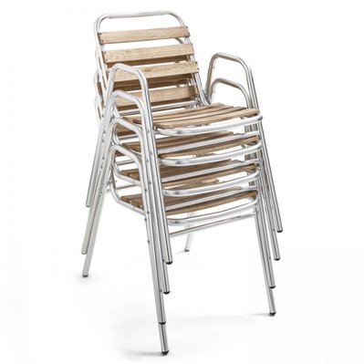 Lot de 4 fauteuils de jardin aluminium gris - 104344 - 3663095022097