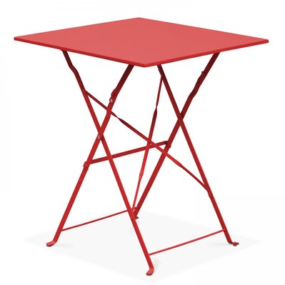 Table de jardin et 2 chaises acier rouge 60 x 60 x 71 cm - 103651 - 3663095015426