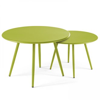 Palavas - Lot de 2 tables basses acier vert
