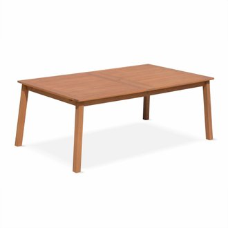 Table de jardin en bois 200-250-300cm - Almeria - Grande table rectangulaire avec allonge eucalyptus