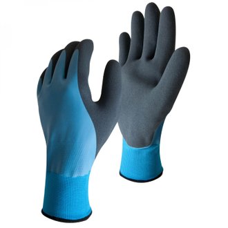 Paire de gants de protection pro étanche en nylon enduit de latex - Taille 9 - L - Bleu