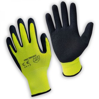 Paire de gants de protection pro travaux en polyamide et mousse de latex - Taille 10 - XL - Jaune