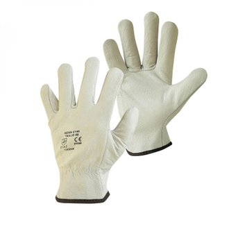 Paire de gants de protection pro cuir 100% - Taille 8 - M - Blanc