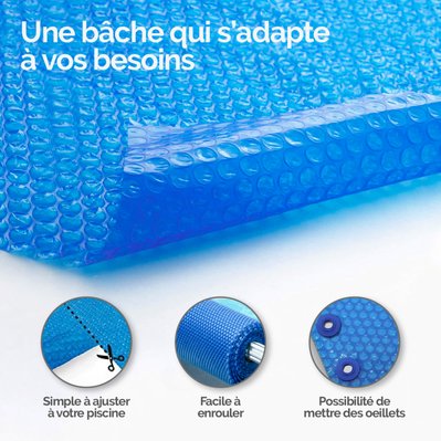 Bâche à bulles 6 m x 3 m pour pisicne - 300 microns - Bleu - EGK148 - 3662348000370
