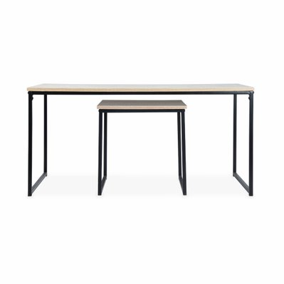 Tables basses en métal et décor bois encastrables - Loft -  tables gigognes. 100x48x48cm & 40x40x40cm - 3760350651846 - 3760350651846