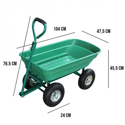 Remorque, chariot de jardin avec benne basculante - 52 L - Vert - EGK1181 - 3662348031244
