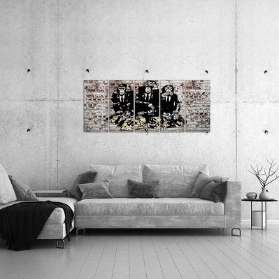 Runa Art Tableau Décoratif Mural Toile Imprimée 303456c  Singes Street Art 150 x 60 cm -  5 Panneaux Deco Toile Prêt à Accrocher - RUN4061331019525 - 4061331019525