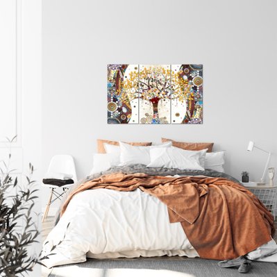 Runa Art Tableau Décoratif Mural Toile Imprimée 004631a Gustav Klimt - Arbre de Vie 120x80cm -  3 Panneaux Deco Prêt à Accrocher - RUN4251285479999 - 4251285479999