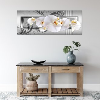 Runa Art Tableau Décoratif Mural Toile Imprimée 206212c  Fleurs D'orchidée 100 x 40 cm -  1 Panneau Deco Toile Prêt à Accrocher