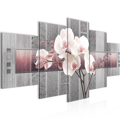 Runa Art Tableau Décoratif Mural Toile Imprimée 204651c  Fleurs D'orchidée 200 x 100 cm - 5 Panneaux Deco Toile Prêt à Accrocher - RUN4251285459861 - 4251285459861