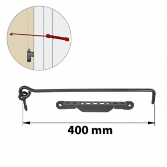 Crochet et crémaillère à poignée à vis - 400mm - acier prépeint noir