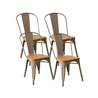 Lot de 4 chaises de salle à manger GASTON Taupe Métal style industriel
