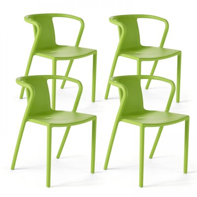 Lot 4 chaises plastiques polypropylène vert - 106674 - 3663095043917