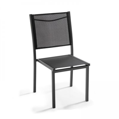 Lot de 2 chaises de jardin en aluminium et textilène noir - 107150 - 3663095046574