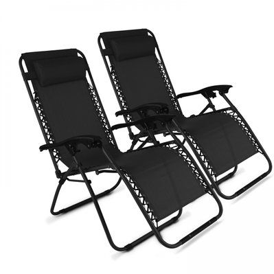 Lot de 2 fauteuils lounge en acier noir - 107104 - 3663095046116