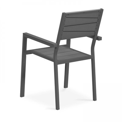 Lot de 2 fauteuils de jardin aluminium et polywood gris - 107143 - 3663095046505