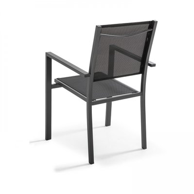 Lot de 2 fauteuils de jardin en aluminium et textilène noir - 107151 - 3663095046581