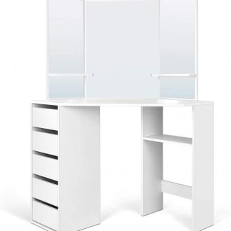 Coiffeuse d'angle LIZZY  table de maquillage Blanche