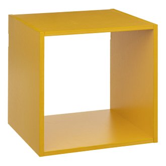 Etagère cube murale 1 case de rangement Mix n' modul - Longueur 34,50 cm x Hauteur 34,50 cm - Jaune moutarde