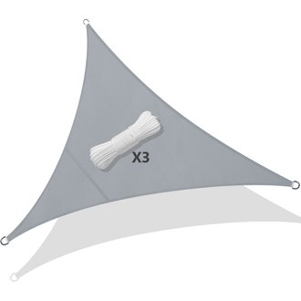 Voile d’ombrage Triangle Imperméable Polyester avec Corde 3x3x3m Gris