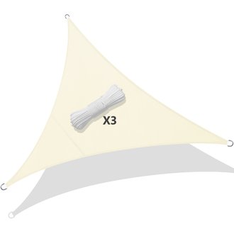 Voile d’ombrage Triangle Imperméable Polyester avec Corde 5x5x5m Beige