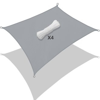 Voile d’ombrage Rectangulaire Imperméable Polyester avec Corde 3x5m Gris