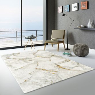 Tapis de salon - Marbré blanc - Veinage couleur - 200 x 290 cm Balta Home