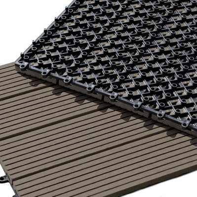 Dalle Terrasse Composite clipsable - Brun Foncé - Lot de 11 dalles 30 x 30 cm - 3663003016712 - 3663003016712