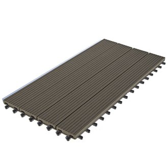 Dalle Terrasse Composite clipsable - Brun Foncé - Lot de 6 dalles 30 x 60 cm