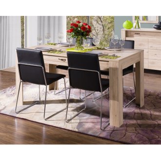 Table à manger MASSIMO petit modèle 160cm avec tiroir intégré - Produit élégant et raffiné, idéal pour votre salle à manger.