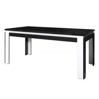 Table à manger LINA 180cm . coloris Noir . Table pour salle à manger brillante noire et blanche . Design moderne.