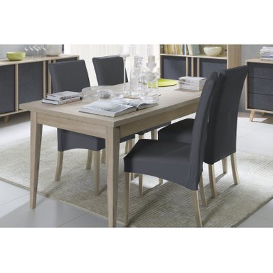 Table extensible salle à manger scandinave OSLO. Dimensions 160-200 cm avec rallonge. Coloris chêne clair. - 2906 - 3664573026019