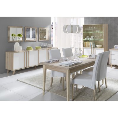 Table extensible salle à manger scandinave OSLO. Dimensions 160-200 cm avec rallonge. Coloris chêne clair. - 2906 - 3664573026019