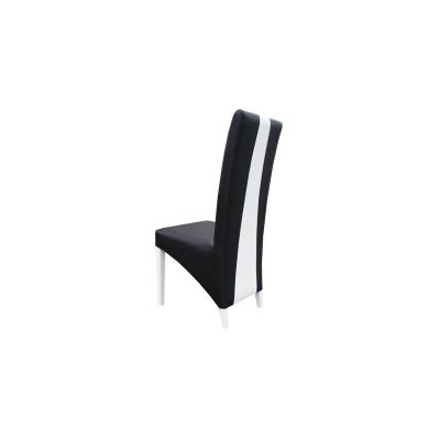Table 180 cm + 4 chaises LINA. Table pour salle à manger brillante noire et blanche avec 4 chaises simili cuir. Design moderne - 517 - 3664573008817