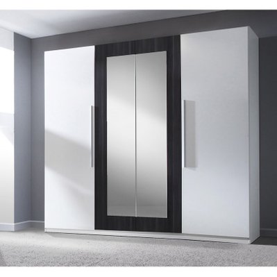 Chambre complète Irina coloris blanc et gris anthracite : Lit 180x200 cm + armoire + commode + chevets. - 5314 - 3664573030917