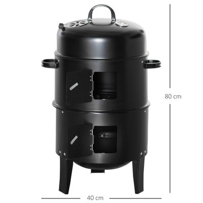 Barbecue fumoir grill braséro 3 en 1 acier inox. noir - 846-089 - 3662970102657