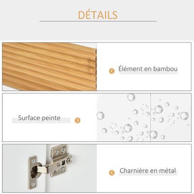 Meuble vasque style cosy chic blanc bandeau bambou - 834-337 - 3662970038796