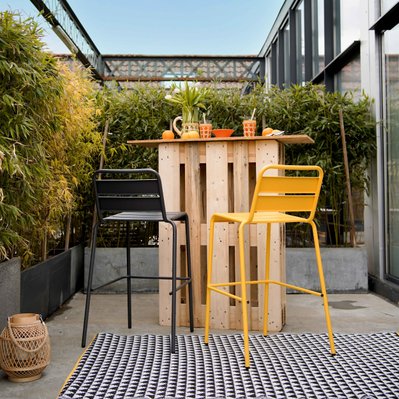 Chaise haute de jardin en métal jaune - Palavas - 104791 - 3663095026095