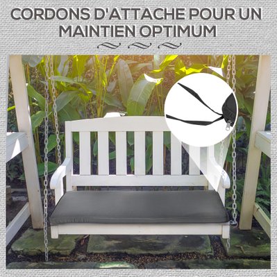 Coussin assise banc de jardin balancelle canapé gris - 84B-387GY - 3662970103838