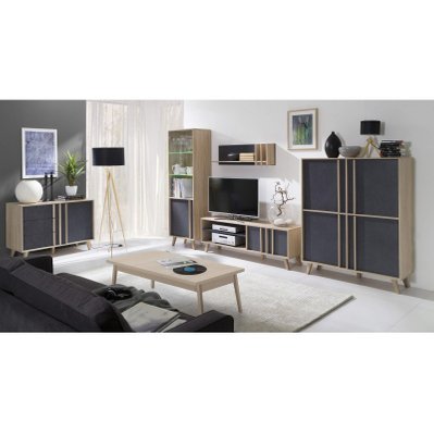 Ensemble de meubles style Scandinave pour votre salon coloris chêne clair et blanc. Collection MALMO - 5321 - 3664573030986